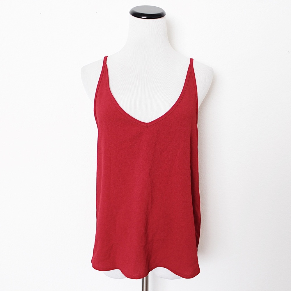 American Apparel Red Double V Neck Cami Top
